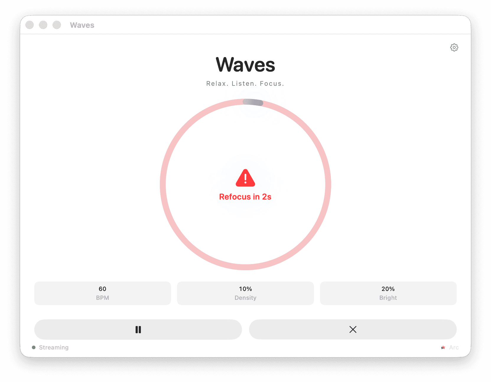 Wave refocus warning when distracted