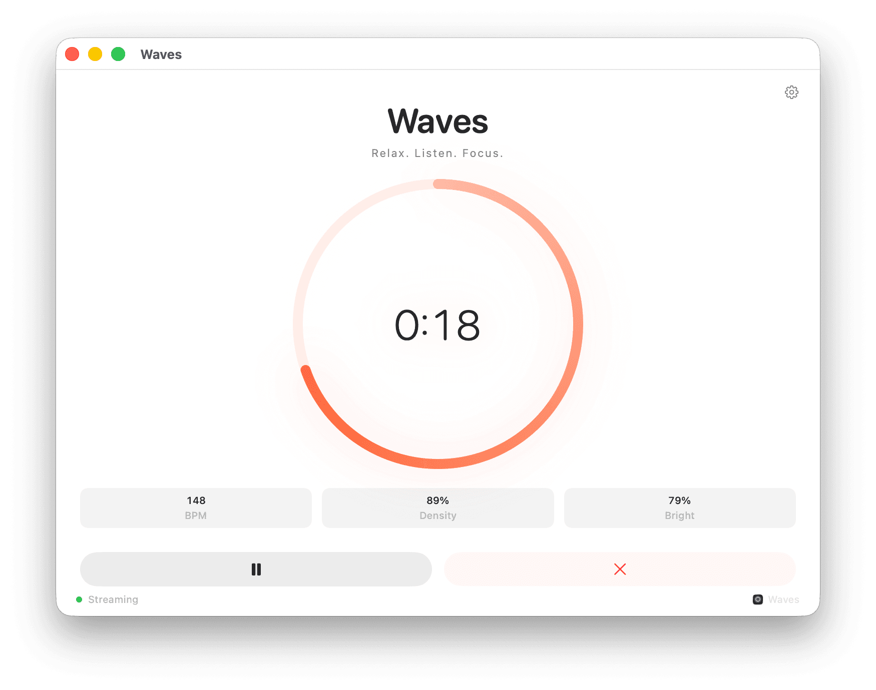 Music intensity crescendo during focus session